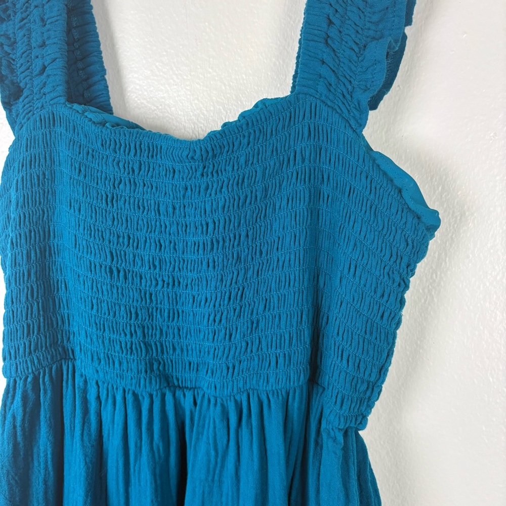 Soma Weekend Smocked Ruffle Strap Pintucked Midi Dress in Blue - Picture 7 of 15